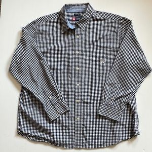 Chaps Easy Care Blue & white checkered long sleeve button down.  Men’s XXL